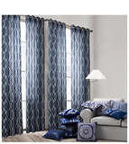 北京定制窗帘几何图形藏蓝色湖蓝色棉麻半遮光现代简约客厅卧室
