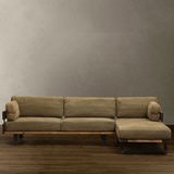 创客美式复古LOFT风格铁艺实木沙发组合 做旧实木赖人转角沙发椅