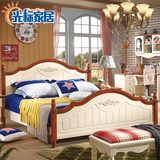 实木床橡木1.5米1.8地中海双人床美式乡村儿童成人床卧室套房家具