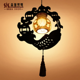 森骊现代简约中式餐厅单头吊灯个性创意木艺陶瓷灯过道门前饭厅灯