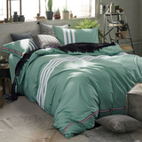 美夜全棉四件套1.8m床纯棉床上用品纯色床笠三件套1.5米被套床单