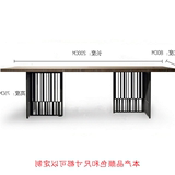【促销】美式实木餐桌铁艺长方桌会议桌创意个性办公桌子工业风原