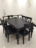 特价新款时尚实木餐桌椅组合美式宜家黑色餐桌北欧法式高档西餐桌