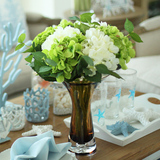碧轩 绣球花整体花艺 现代简约彩色玻璃花瓶 客厅时尚创意摆件