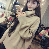 2016韩版宽松显瘦中长款高领套头毛衣女学生羊毛打底针织衫秋冬季