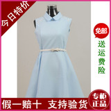 阿依莲正品2016年春季新款净色连衣裙（配腰带）161284A355