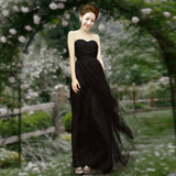 新款黑色复古修身婚纱礼服蓬蓬裙，一件多款宴会 敬酒 主持演出服