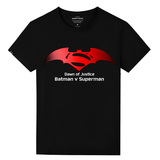 超人大战蝙蝠侠短袖T恤男圆领潮胖子印花半袖男士加大码体恤衫夏