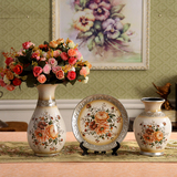 欧式陶瓷花瓶三件套创意奢华家居饰品摆件客厅花器结婚礼物热卖