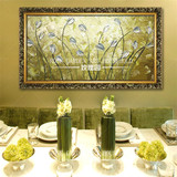 欧式客厅油画 现代简约时尚无框画三联组合画金色花卉装饰画壁画