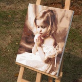 自油自画 数字油画diy家居饰品儿童摆设手绘装饰画 祈祷的小女孩