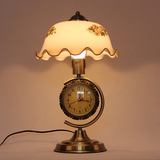 欧式复古台灯创意简约时尚装饰钟表台灯卧室书房个性调光床头台灯