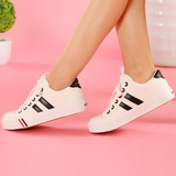 女学生低帮帆布鞋 韩版系带平底薄底单鞋 纯白色40 41 42大码女鞋
