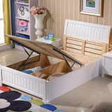 1米实木床1.2米白色单人床1.35米儿童床1.5米橡木气压高箱储物床