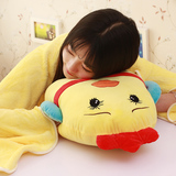 创意红领巾鸡公仔午睡枕头汽车抱枕被子两用靠垫被空调被靠枕毯子