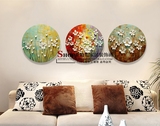 手绘油画欧式圆形现代装饰画抽象客厅立体挂画沙发背景组合无框画