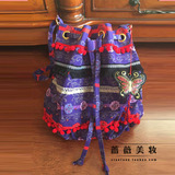 Anna Sui安娜苏 限量波西米亚香水紫色花纹 水桶包