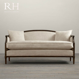 RH 美式乡村仿古实木布艺沙发 法式仿古红橡实木沙发 现货 特价