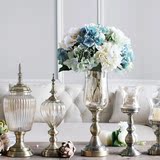 FTH欧式新古典水晶玻璃茶色高脚花瓶 美式家居客厅样板间软装饰摆