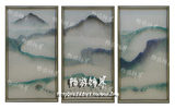现代新中式山川会所样板房间装饰画山水大头针挂画抽象钉子装置画