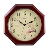 安纳贝尔时钟装饰艺术时钟中式实木八角挂钟静音欧式客厅石英钟表