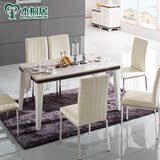 木桐居家具现代长方形餐桌椅组合 北欧大理石餐厅饭桌椅套餐 皮椅