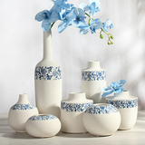陶瓷白色花瓶摆件 青花瓷现代时尚简约客厅电视柜办公桌摆设花器