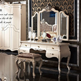 欧式梳妆桌白色新古典梳妆台实木简约化妆桌化妆台时尚三件套家具