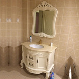 恒洁欧式浴室柜组合大理石台面红橡木实木仿古卫浴柜洗漱台落地