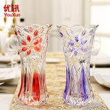 创意彩色透明玻璃花瓶时尚水培玻璃花瓶简约桌面摆件花插摆设