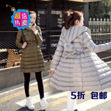 2015冬装新品羽绒棉外套韩版女士中长款棉袄连帽加厚棉衣纯色棉服