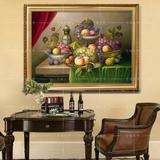欧式餐厅玄关装饰画纯手绘油画静物水果葡萄有框挂画酒店高档油画