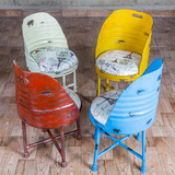 欧式复古创意工业风酒吧桌椅靠背椅铁艺油漆桶凳子咖啡厅软装饰品