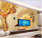 大型无缝壁画 3D牡丹电视背景墙