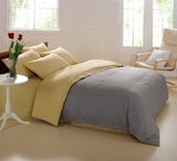 素色双拼床40支活性印花全纯棉床上用品纯色新款四件套驼色+银灰