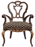 皇家LACASA新品家具纳迪娃欧式扶手餐椅05布艺靠背全实木雕花书椅