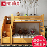 榉木子母床儿童床上下床梯柜双层床实木子母床高低床上下铺母子床