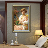古典宫廷人物手绘油画欧美式别墅楼道玄关卧室女士高档有框装饰画