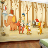 无缝墙布电视背景墙壁纸欧式3d立体儿童房卡通森林动物无纺布墙纸