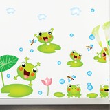 荷叶青蛙墙贴三代可移除磨砂贴纸卡通儿童房家饰浴室卫生间墙贴画