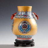 景德镇陶瓷器 珐琅彩现代花瓶双耳福筒摆设 时尚家饰工艺品摆件