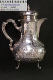 【奥地利稀有】19世纪古董纯银雕刻茶壶咖啡壶 西洋银器收藏