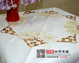 外贸欧式简约现代贡缎刺绣镂空茶几方形餐桌布布艺方形台布方盖布