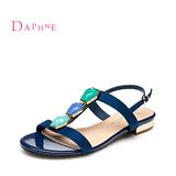 Daphne/达芙妮2015新款女鞋 水钻露趾低跟丁字扣女凉鞋1015303114