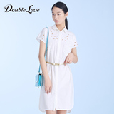 Doublelove 女装2016春夏新款 优雅时尚长款白色棉质衬衫
