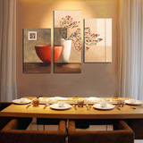 餐厅装饰画饭厅无框画手绘现代油画挂画墙画简约组合拼套家居壁画