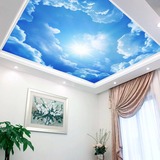 天花棚顶装饰3D壁画欧式客厅卧室吊顶壁纸蓝天白云立体个性墙纸