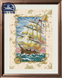 法国正品DMC十字绣套件专卖 风景欧式客厅 一帆风顺 浅米 亚麻布