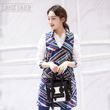 兰夏尔2016春秋新款韩版衬衫马甲裙两件套女韩版中长款气质136854
