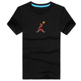 夏季新款篮球恶搞运动休闲纯棉短袖T恤男宽松大码Q版乔丹卡通图案